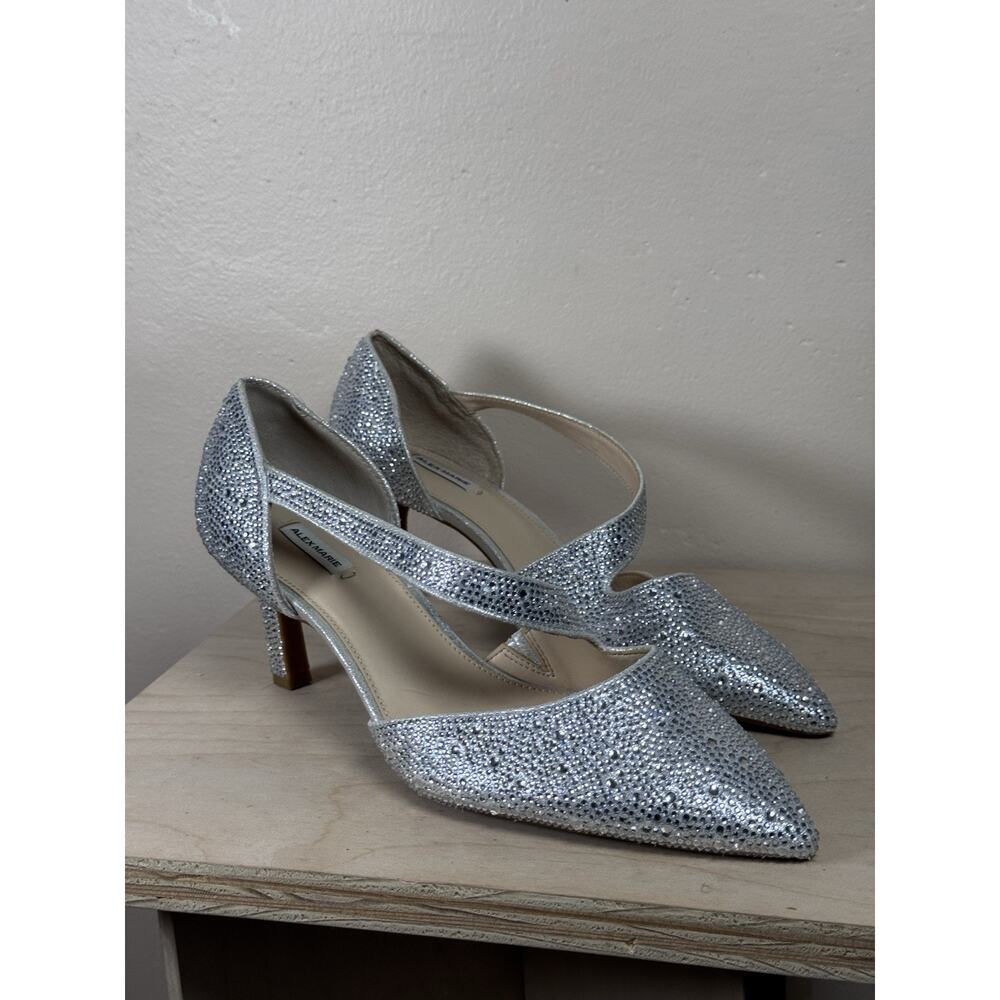 Alex Marie Womens Slingback Kitten Heels Rhinestones Pointed Toe Wedding 8.5 - Picture 1 of 9